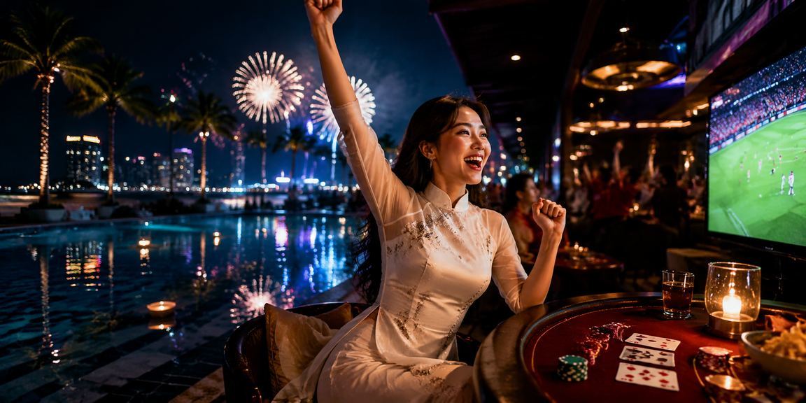 Khung cảnh giải trí buổi tối tại Nha Trang, người chơi theo dõi thể thao và đặt kèo trực tuyến